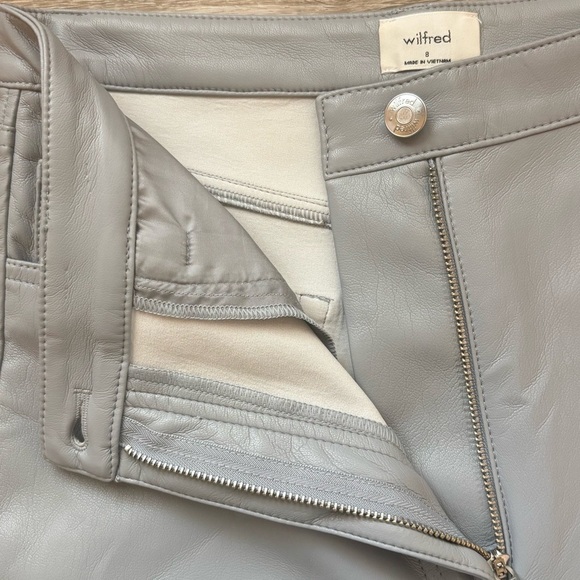Aritzia Wilfred Melina Faux Leather Pants Marble Grey Women’s 8 - Picture 8 of 12